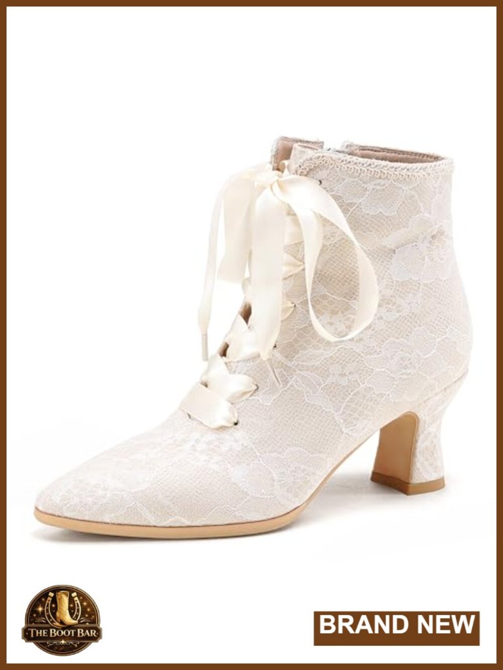 Victorian Lace Up Ankle Boots Ribbon Pointed Toe Kitten Heel Wedding Booties